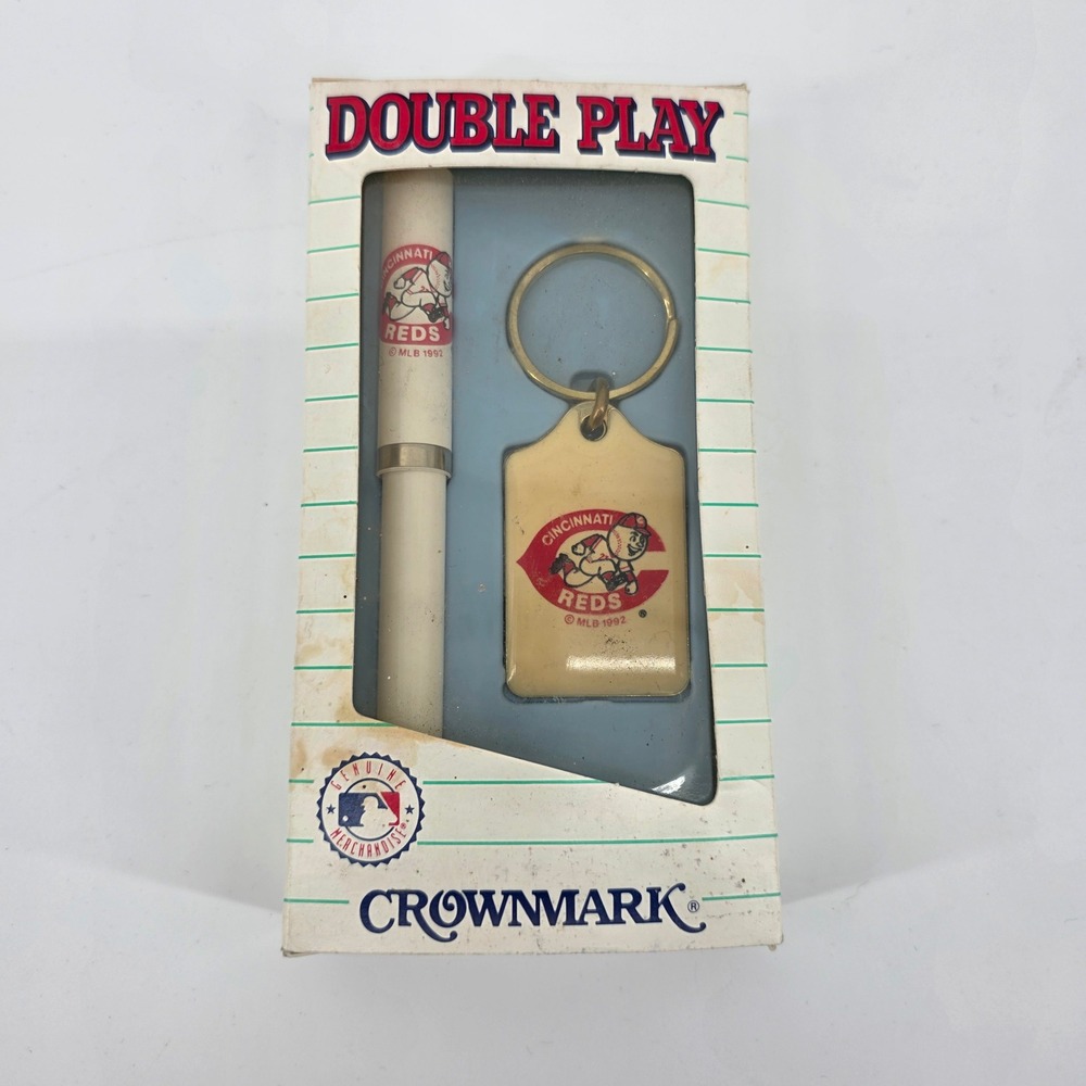 Vintage 1992 Cincinnati Reds MLB Crownmark Pen and Keychain Set Double Play
